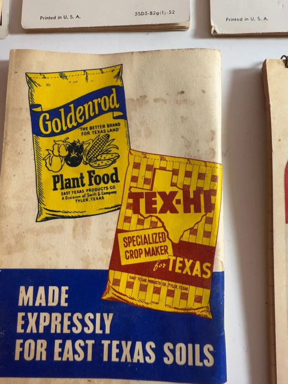 Vintage Advertising Notepads VC Fertilizers Tex Hi Plant Food Farmer Lot READ